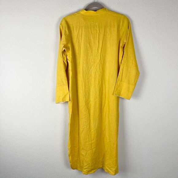Amber Gohar Embroidered Dress Womens Small Yellow Midi Long Sleeve Floral - Picture 6 of 10